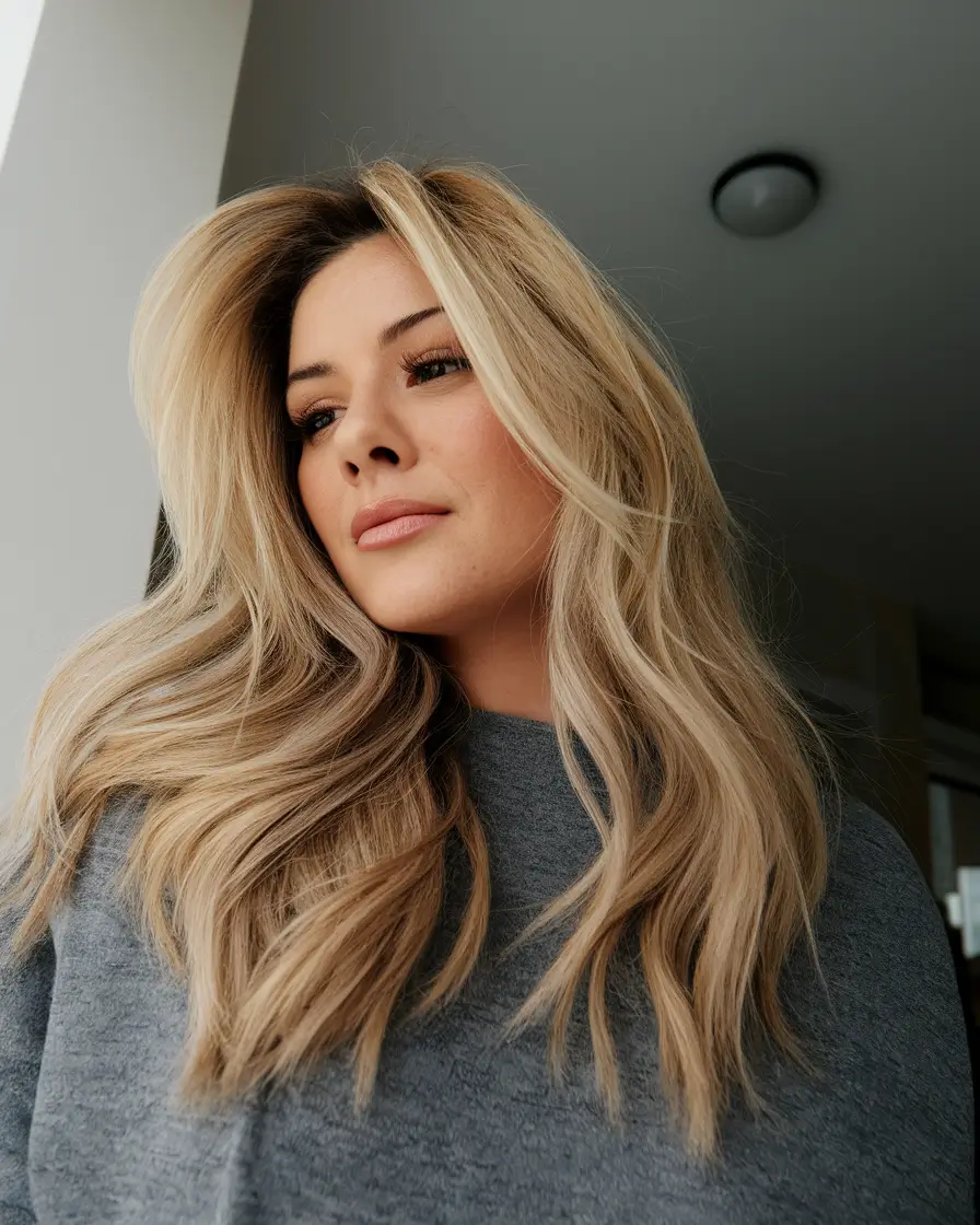 Hair Colors Ideas for Winter 2025-2026 Soft Blonde Waves with Luminous Highlights