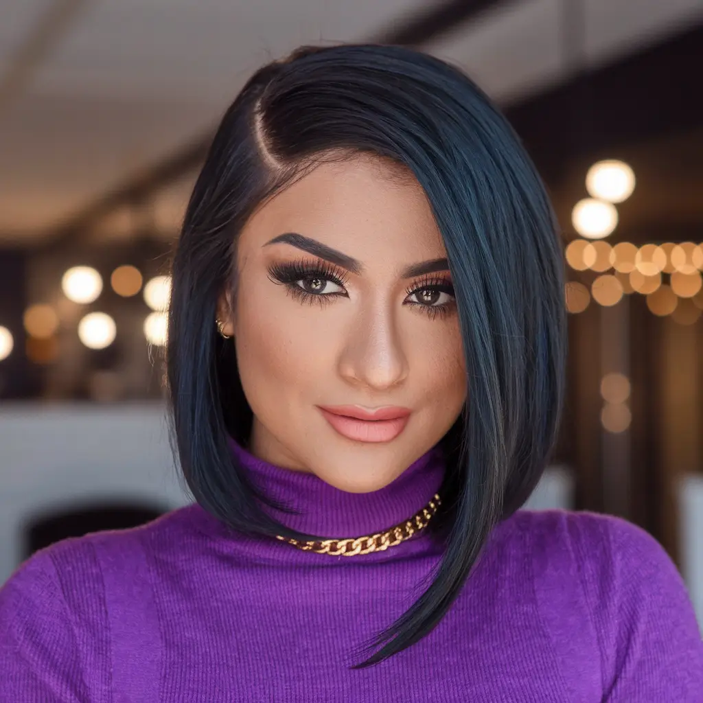 Hair Colors Ideas for Winter 2025-2026 Deep Blue-Black with a Modern Twist