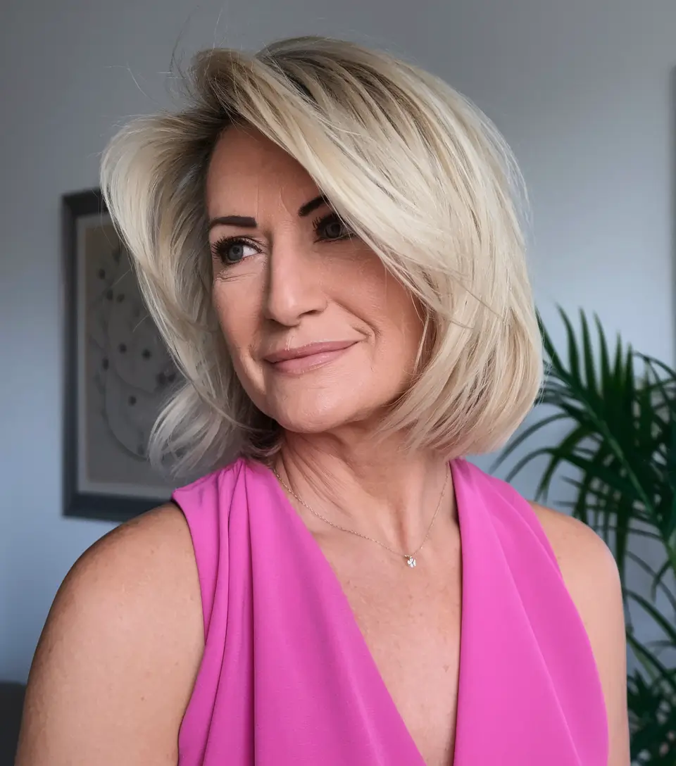 Haircuts for Women Over 40 Winter 2025–2026 Voluminous Blonde Bob with Movement