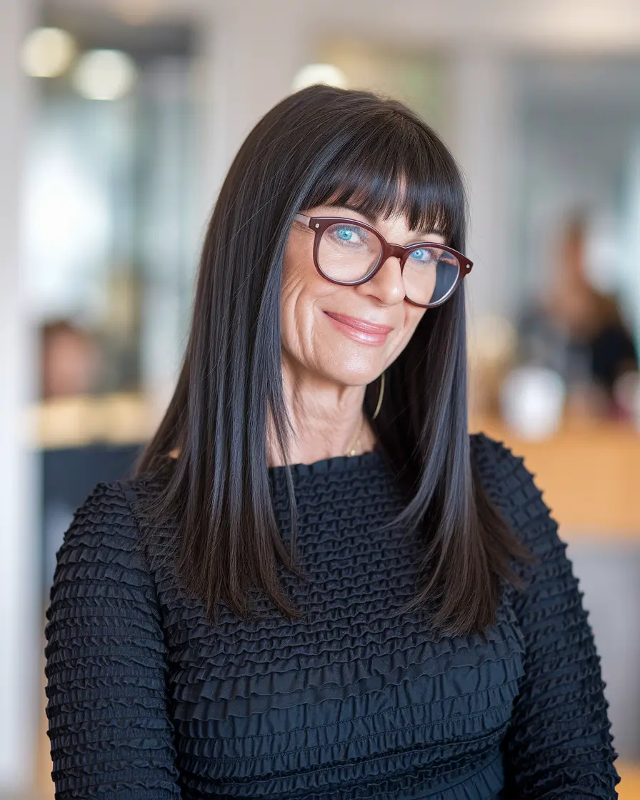Haircuts for Women Over 40 Winter 2025–2026 Sharp Straight Cut with Bangs