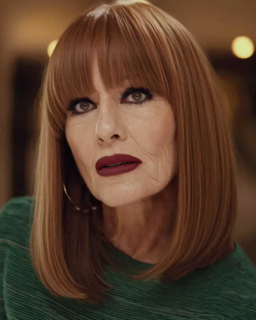 Haircuts for Women Over 40 Winter 2025–2026 Straight Lob with Blunt Bangs