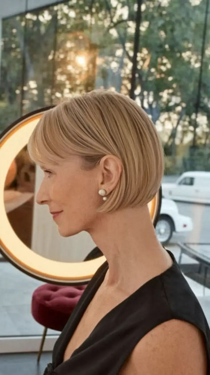 Haircuts for Women Over 40 Winter 2025–2026 Short Sleek Bob with Soft Bangs