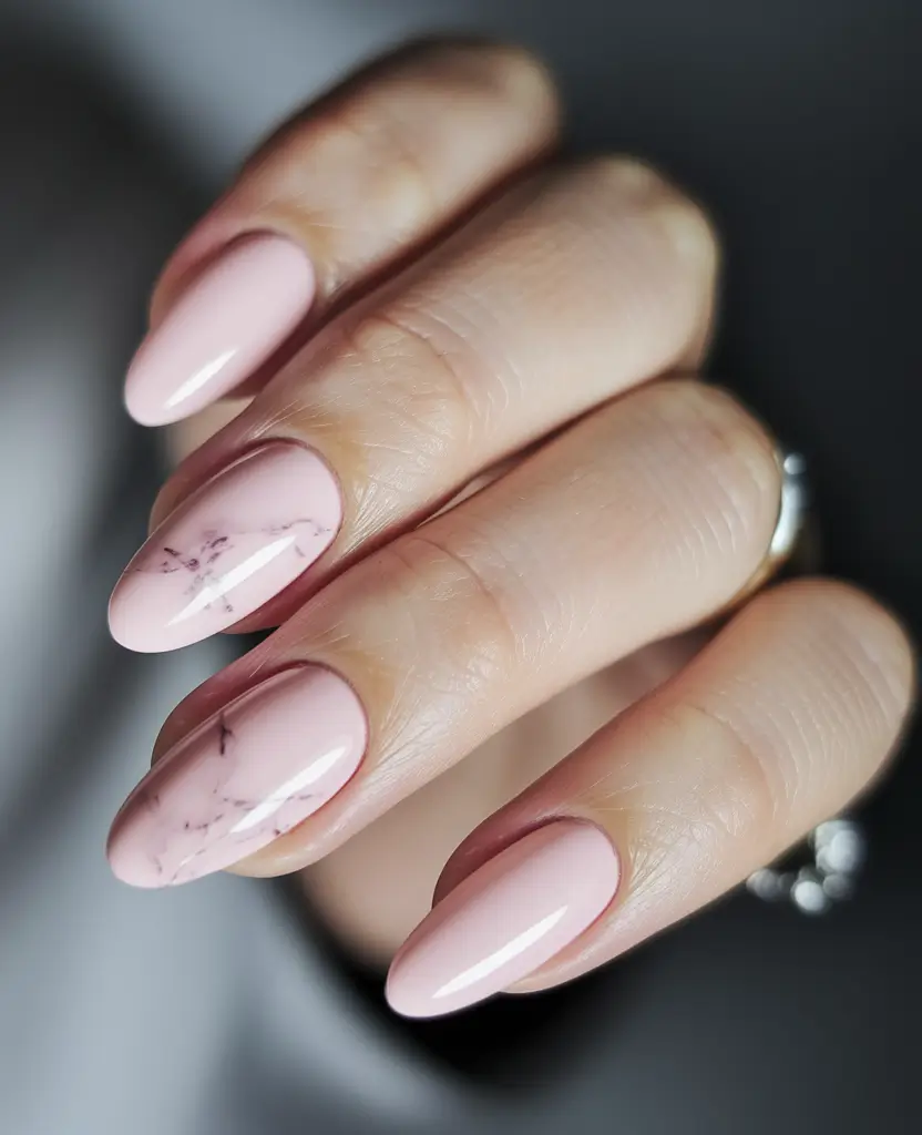 Modern Classy Winter Nails 2025-2026 Marble-Touched Blush