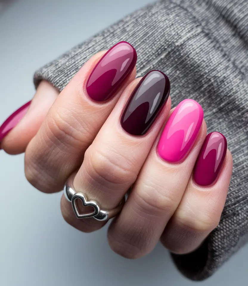 Modern Classy Winter Nails 2025-2026 Berry Gradient Energy