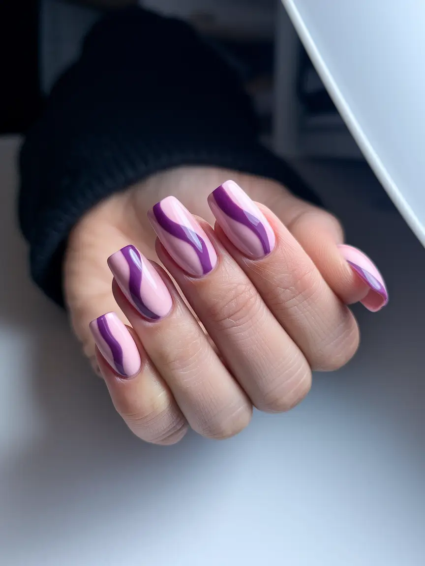 Modern Classy Winter Nails 2025-2026 Soft Waves in Lilac & Plum