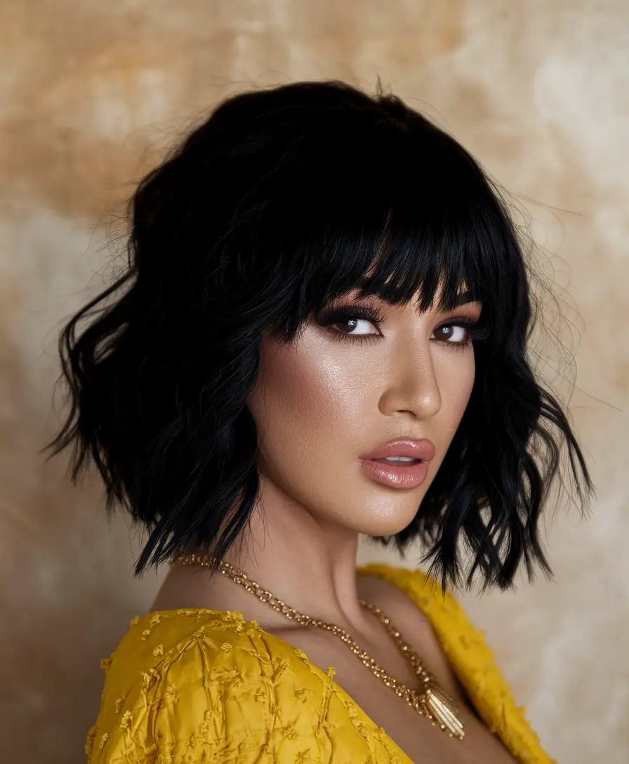 New haicuts ideas October 2025 Choppy Lob with Full Fringe
