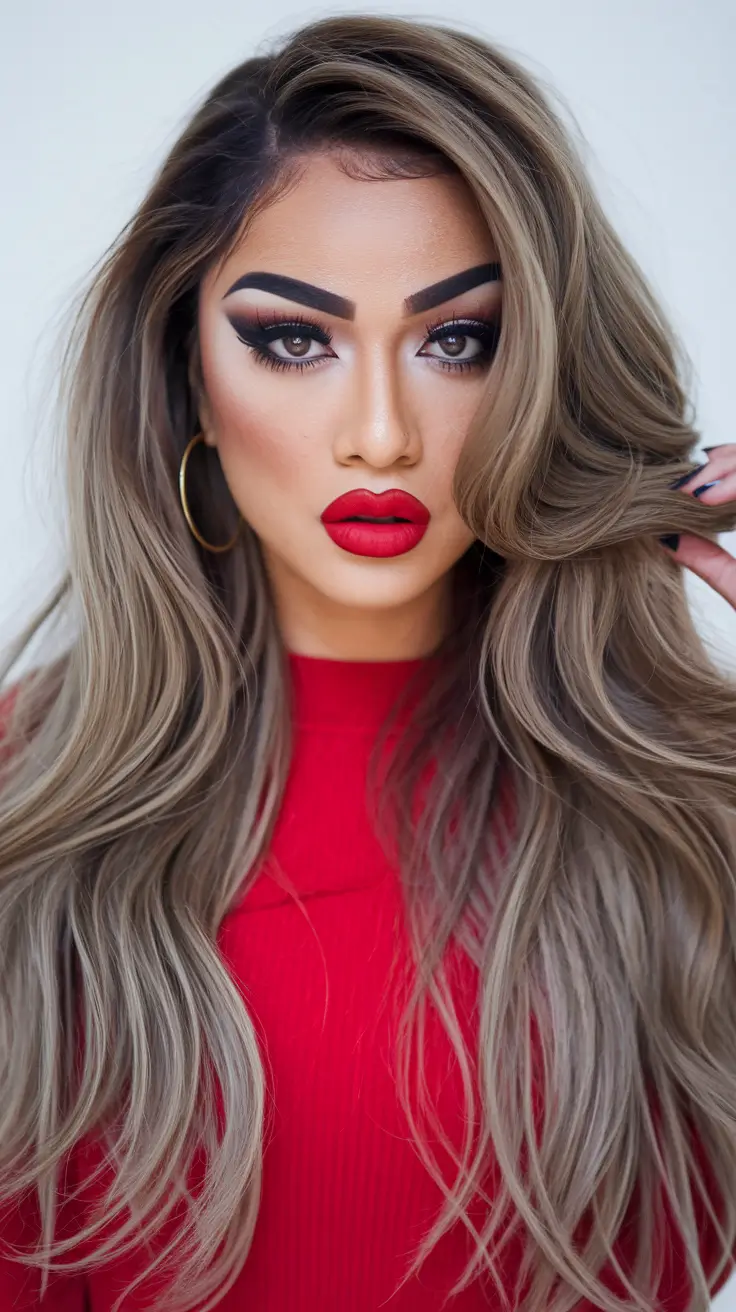 New haicuts ideas October 2025 Long Hollywood Waves with Ash-Toned Balayage