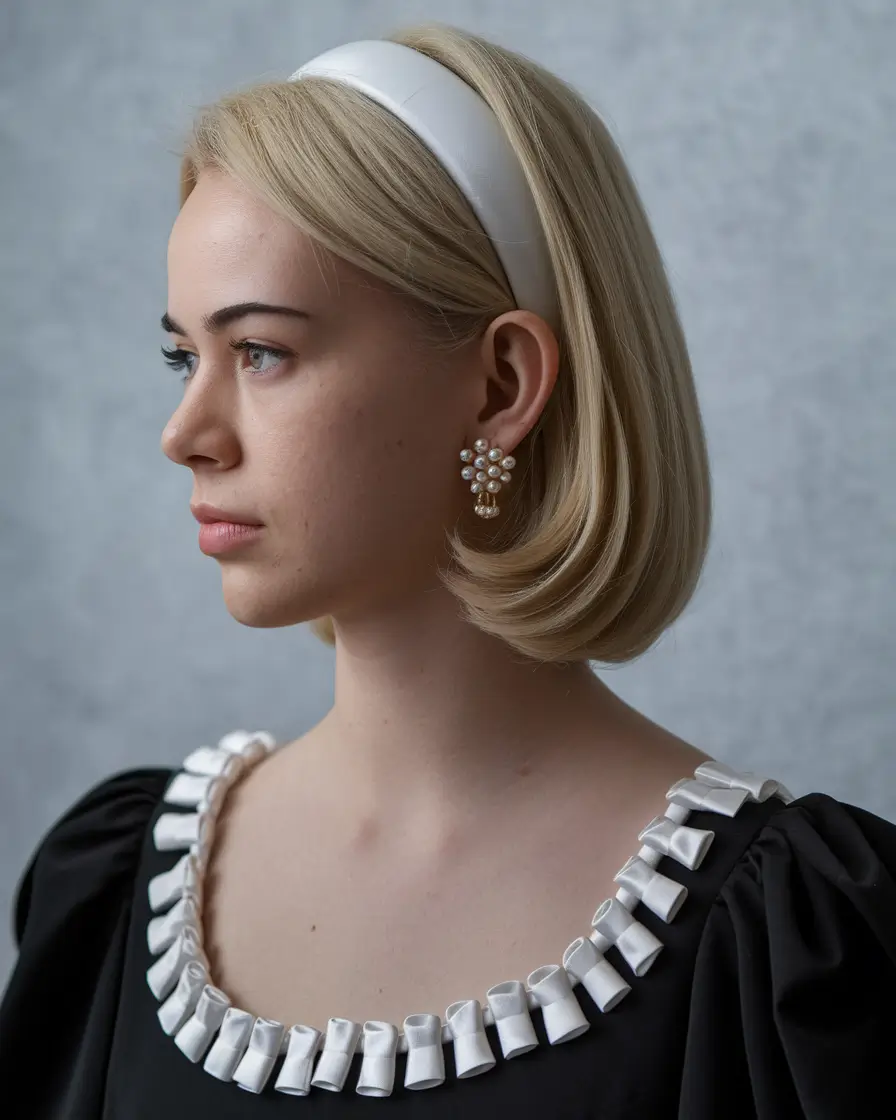 New haicuts ideas October 2025 Polished Vintage-Inspired Bob with Headband