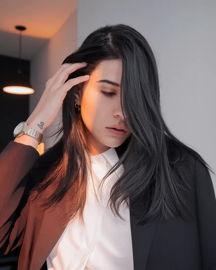 October hair color ideas – fall trends for 2025 Deep Charcoal Layers