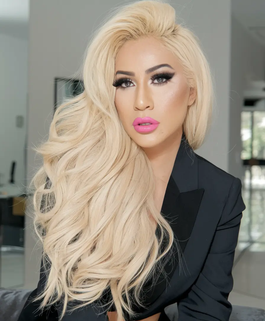 October hair color ideas – fall trends for 2025 Platinum Glam Waves