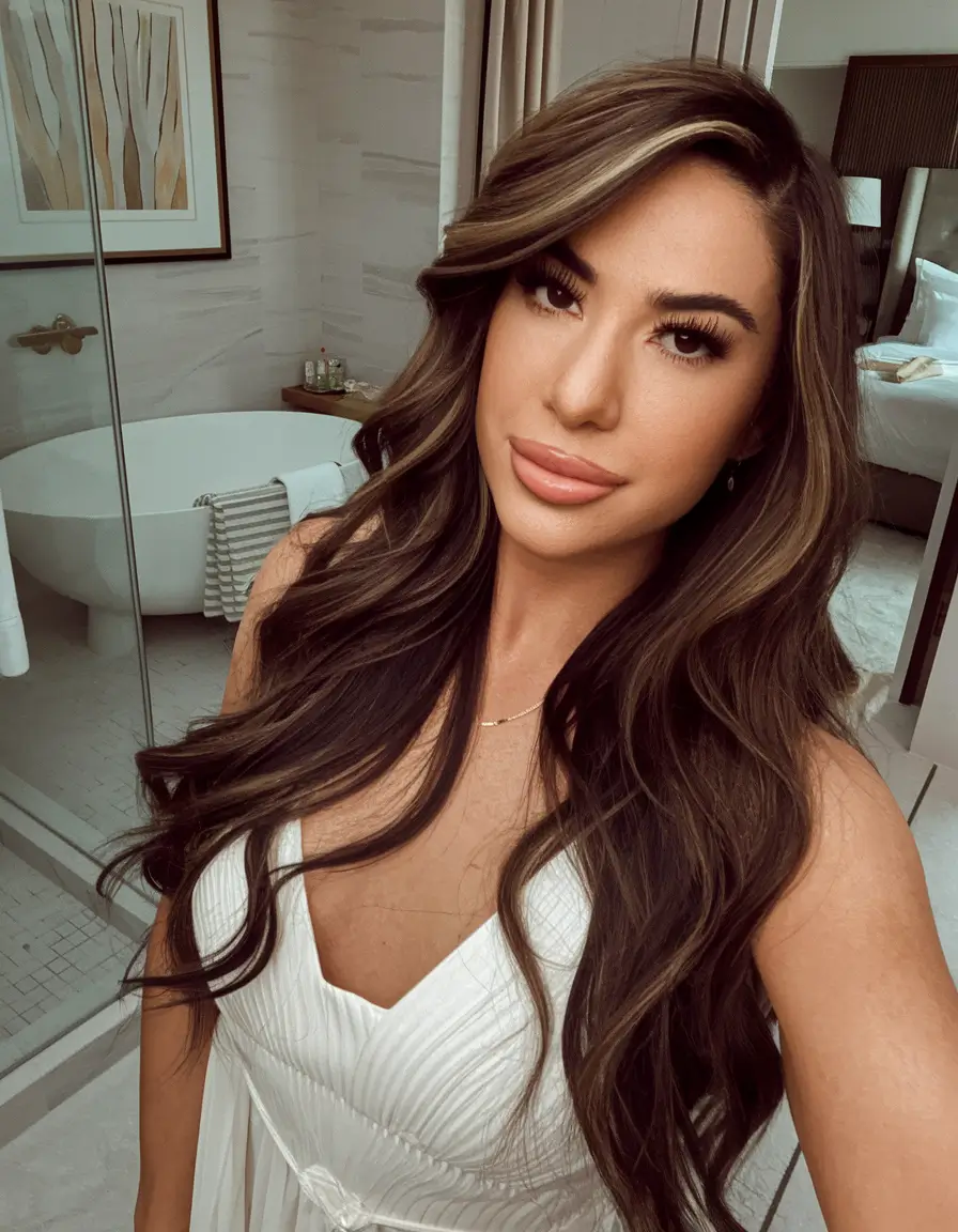 October hair color ideas – fall trends for 2025 Dark Brunette with Honey Highlights