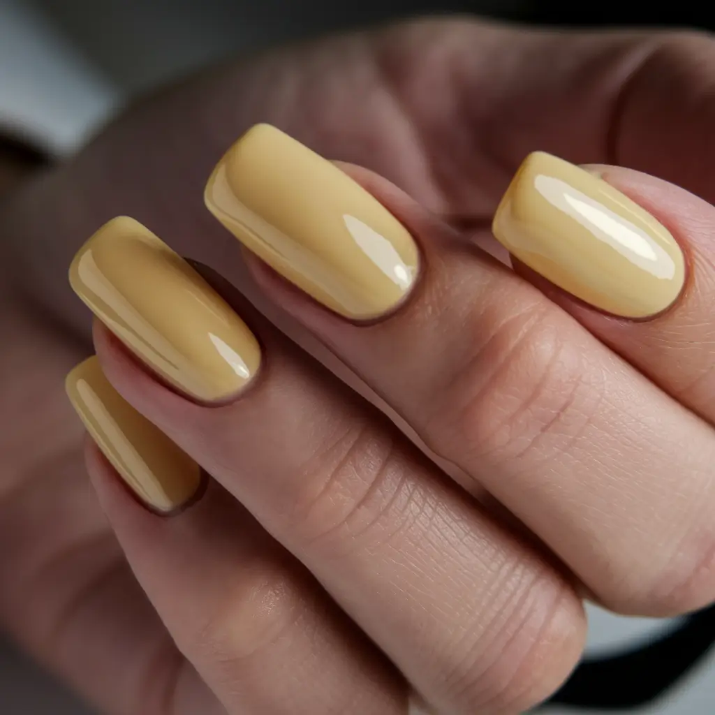 October nails color ideas 2025 Buttery Yellow Neutrals