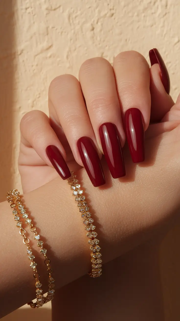 October nails color ideas 2025 Deep Burgundy Luxe