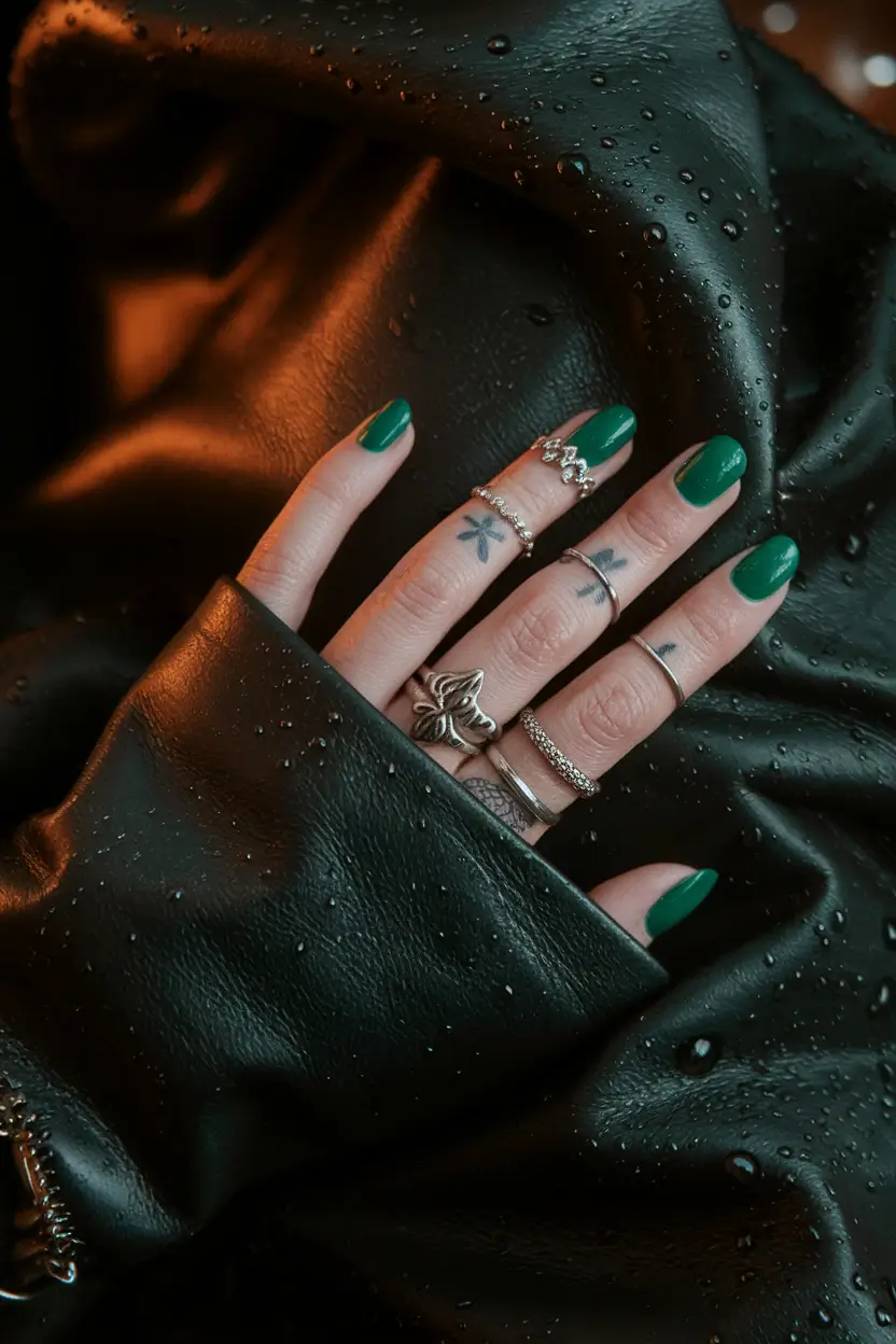 October nails design – fall trends for 2025 Emerald Edge