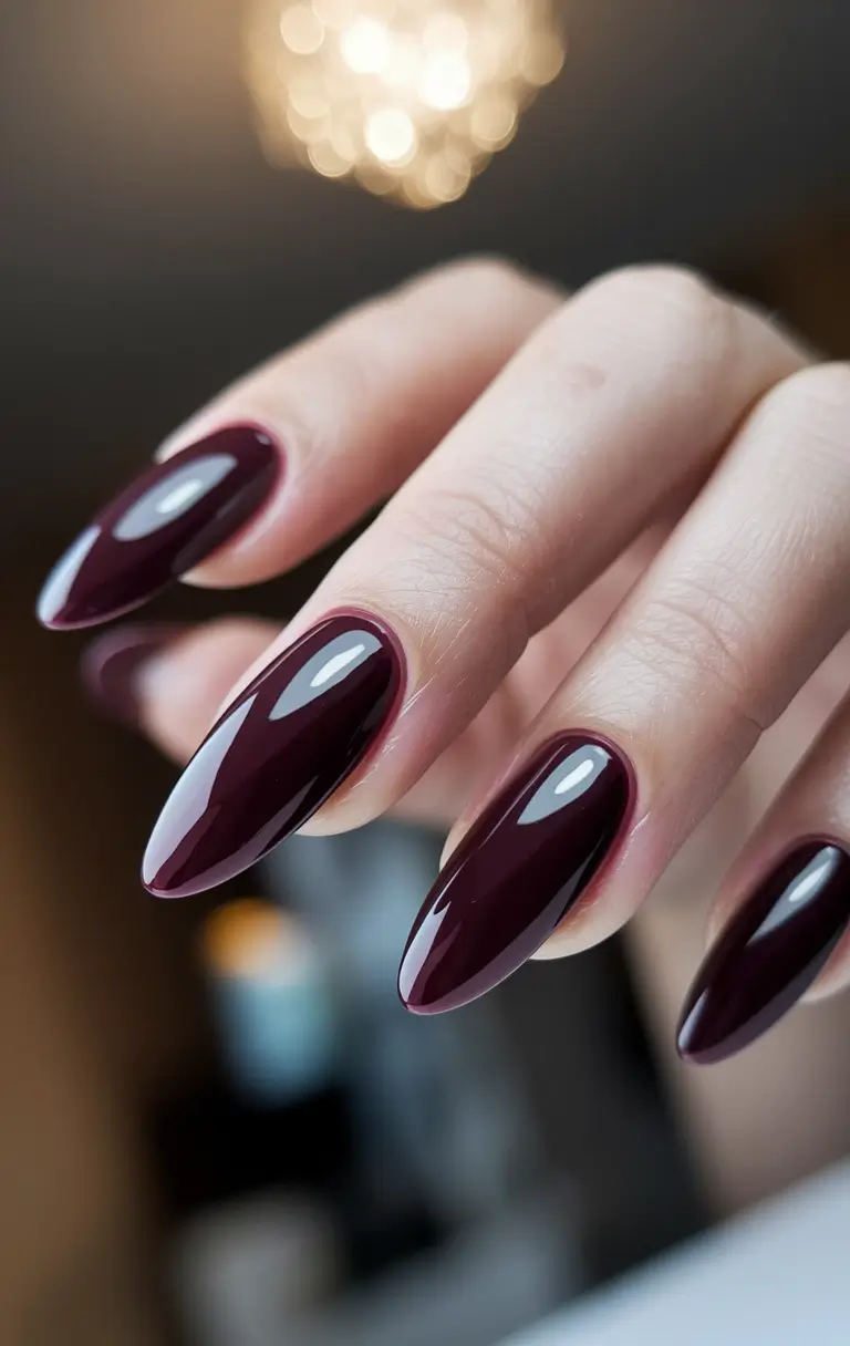 October nails design – fall trends for 2025 Dark Burgundy Drama