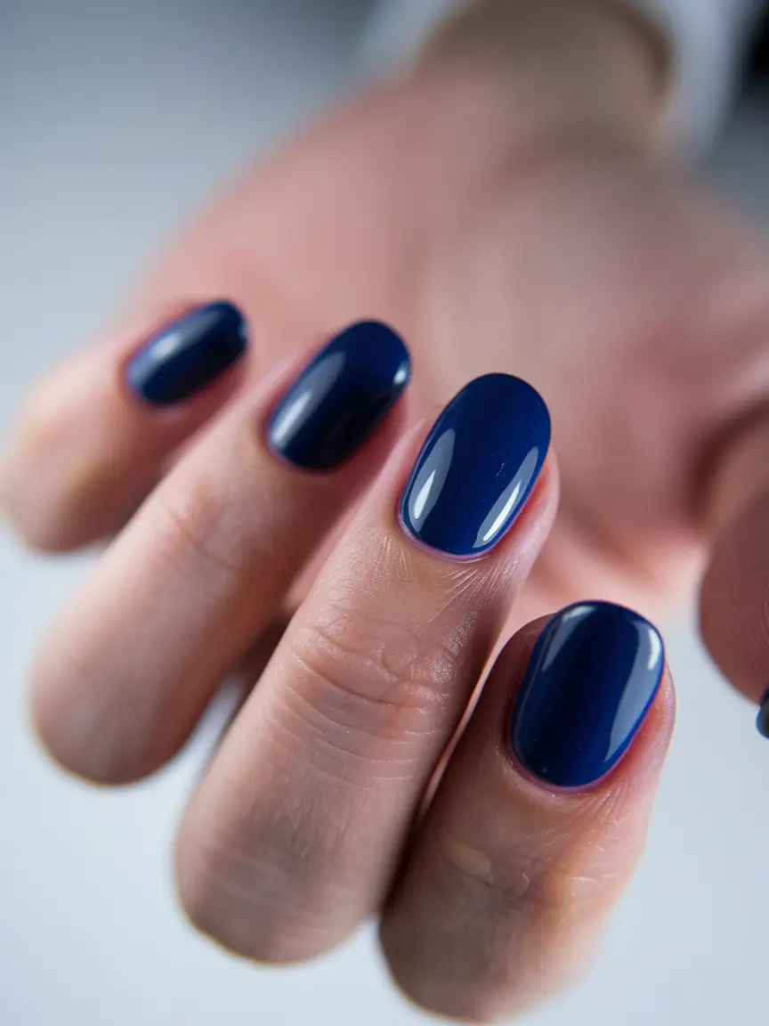 October nails design – fall trends for 2025 Deep Navy Minimalism