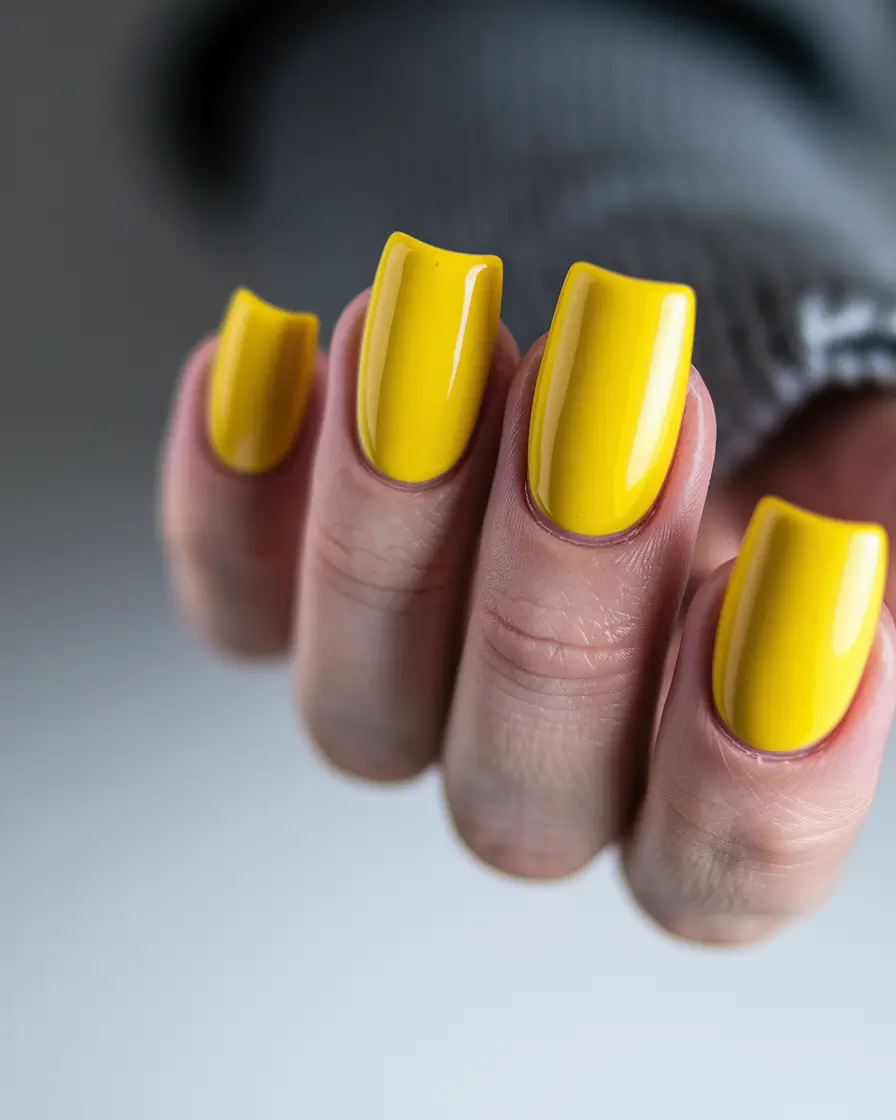 October nails design – fall trends for 2025 Bold Yellow Energy