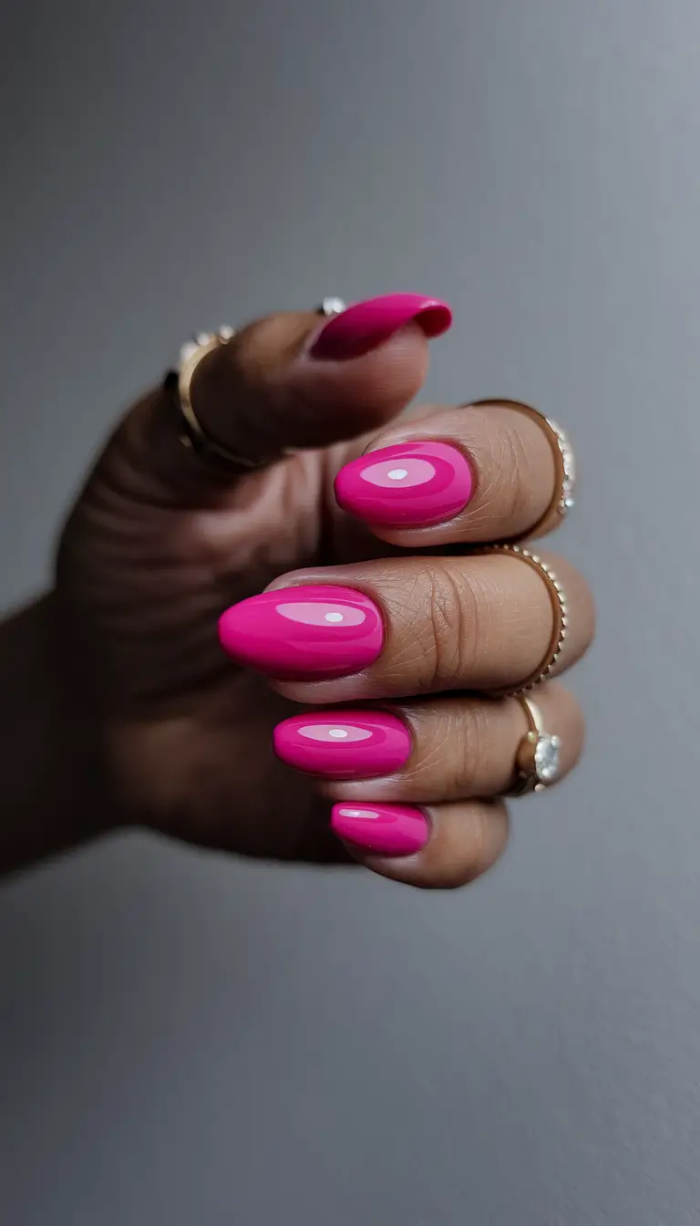 October nails design – fall trends for 2025 Hot Pink Confidence