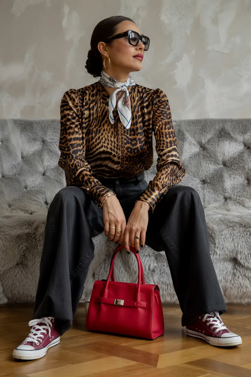 October outfits ideas 2025 Leopard Print with Bold Red Accents