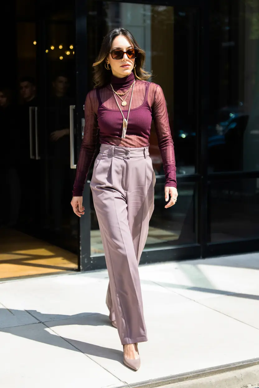 October outfits ideas 2025 Chic Sheer Elegance