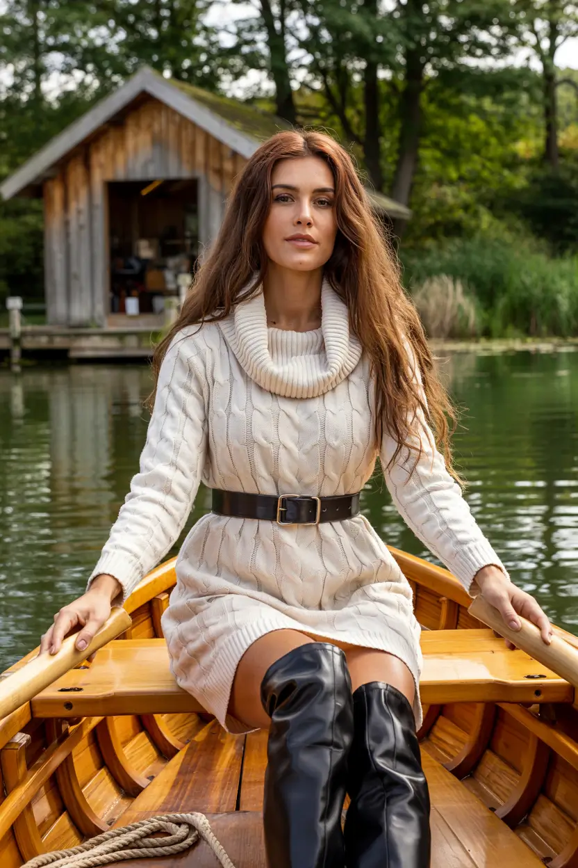 October outfits ideas 2025 Sweater Dress & Boots Allure