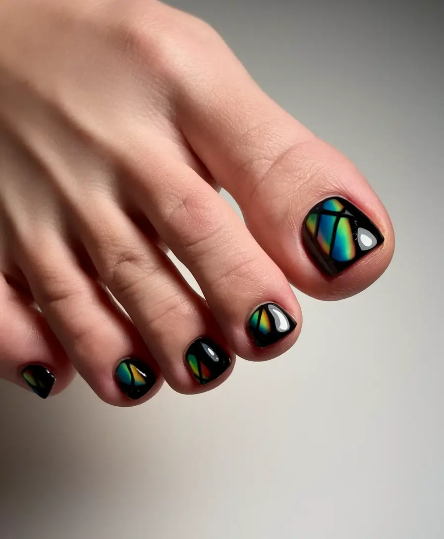 October toe nails ideas 2025 Stained Glass Shine