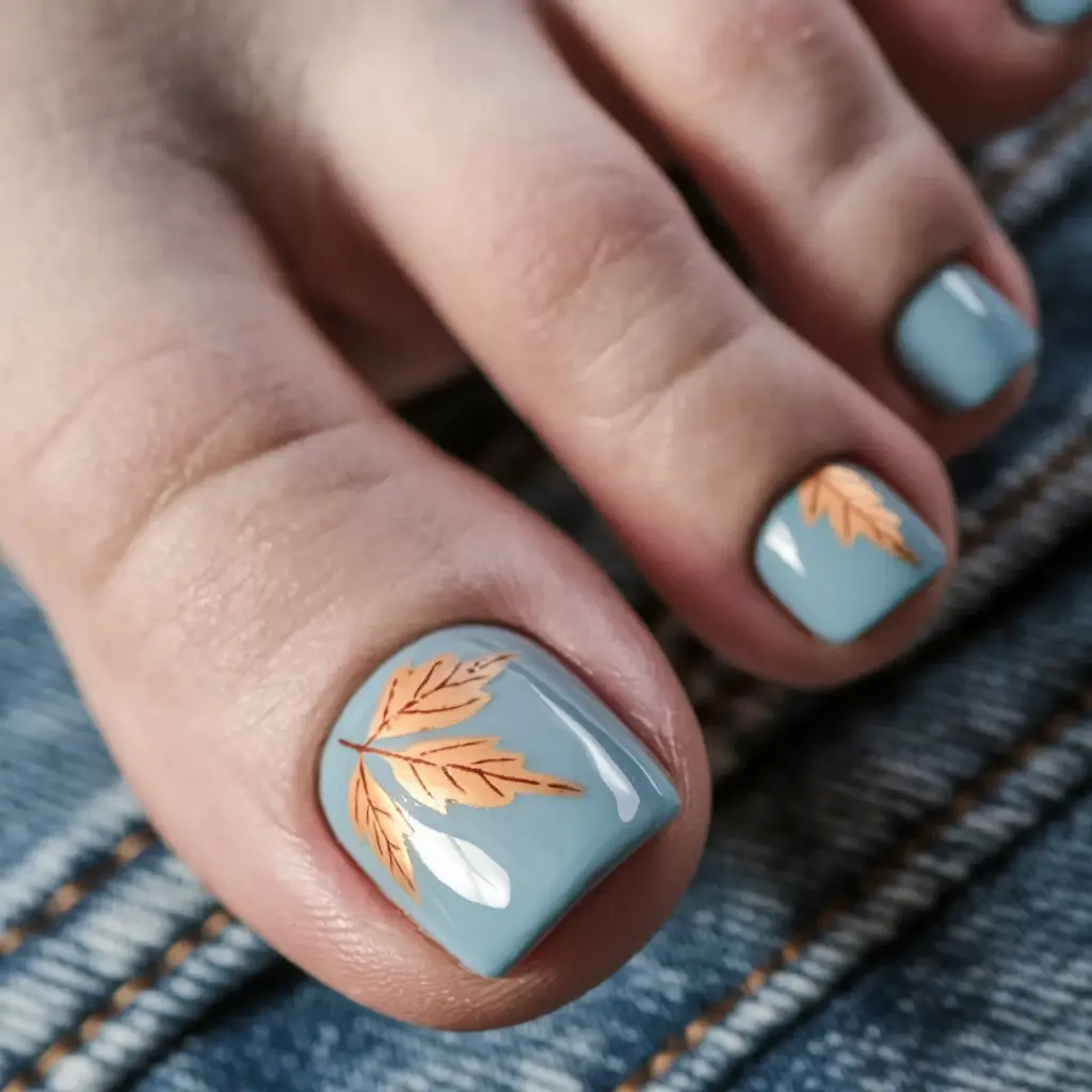 October toe nails ideas 2025 Autumn Leaf Accents