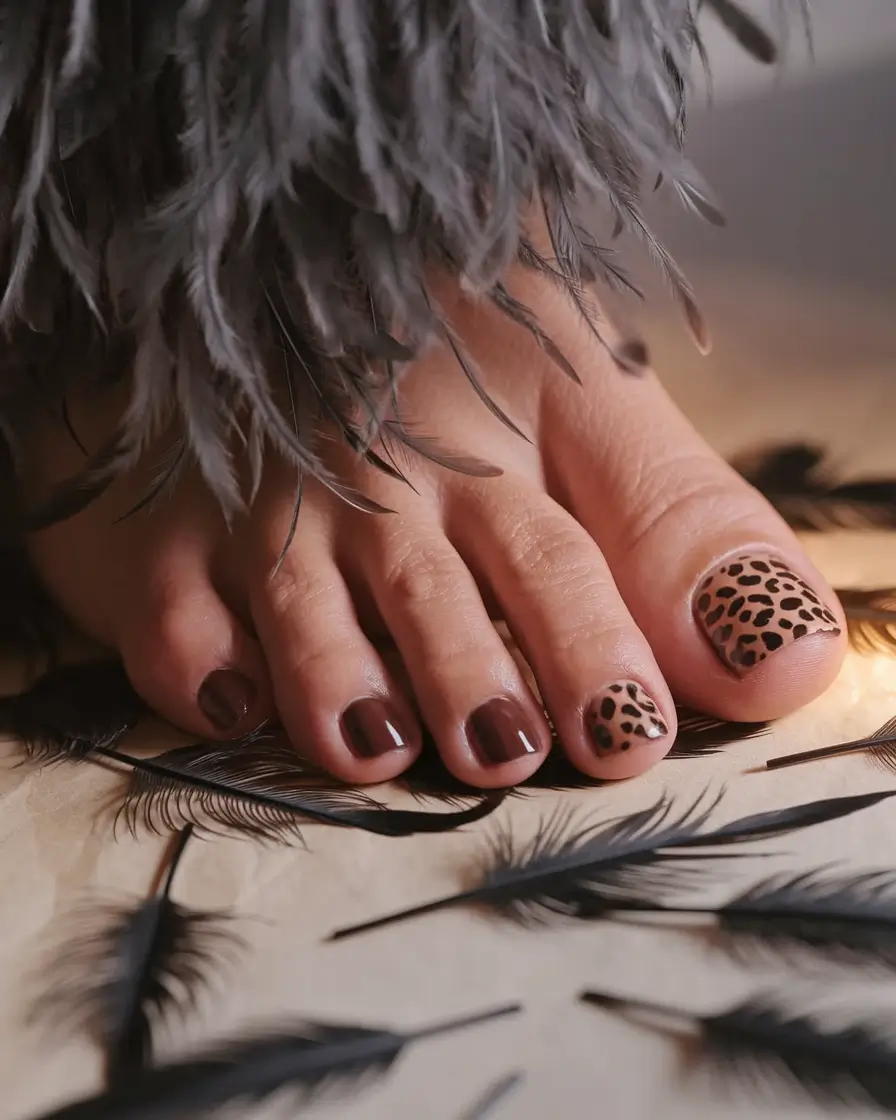 October toe nails ideas 2025 Chocolate Leopard Mix