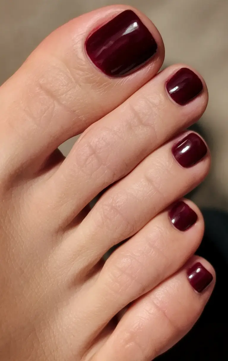 October toe nails ideas 2025 Deep Burgundy Classic