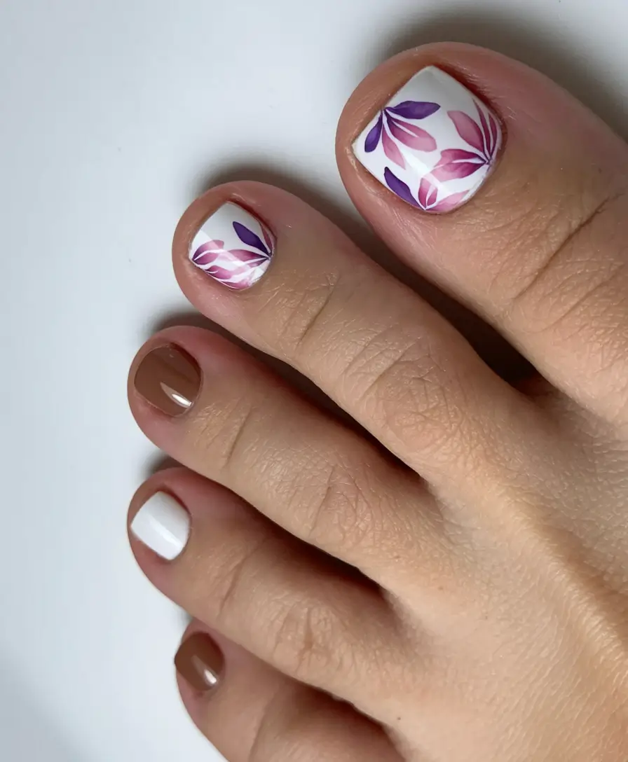 October toe nails ideas 2025 Autumn Florals & Neutrals