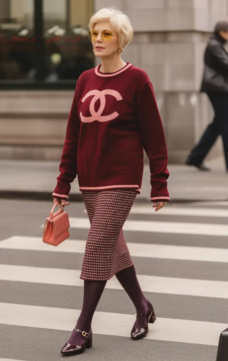 Outfits for Women Over 40 Winter 2025 2026 Chanel Inspired Burgundy Chic