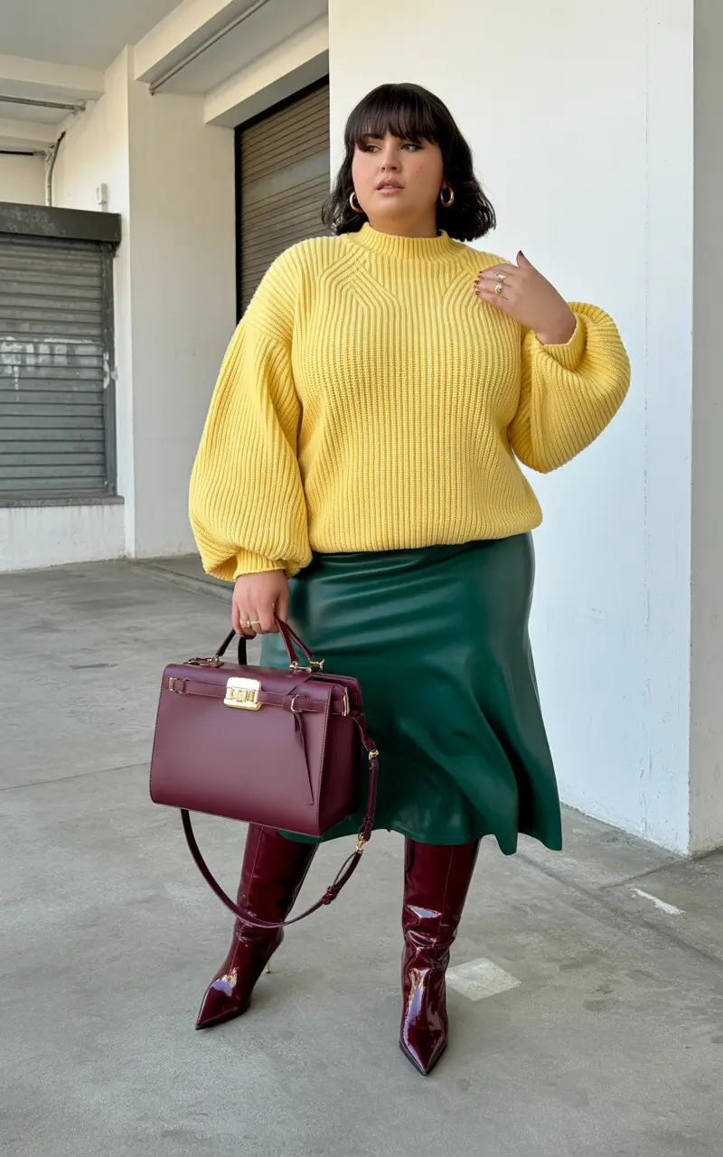Plus Size Capsule Wardrobe Winter 2025–2026 Color Play with Jewel and Mustard