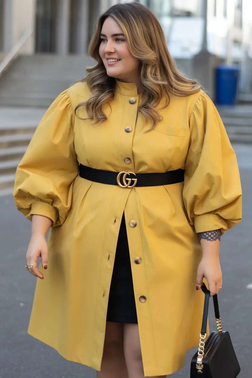 Plus Size Capsule Wardrobe Winter 2025–2026 Golden Confidence with a Belted Statement