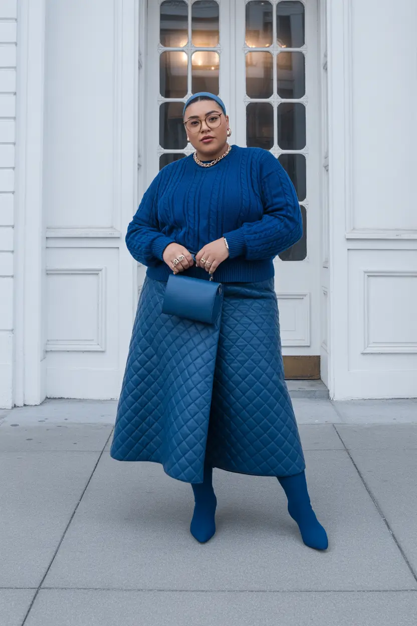 Plus Size Capsule Wardrobe Winter 2025-2026 Monochrome Depth in Bold Blue