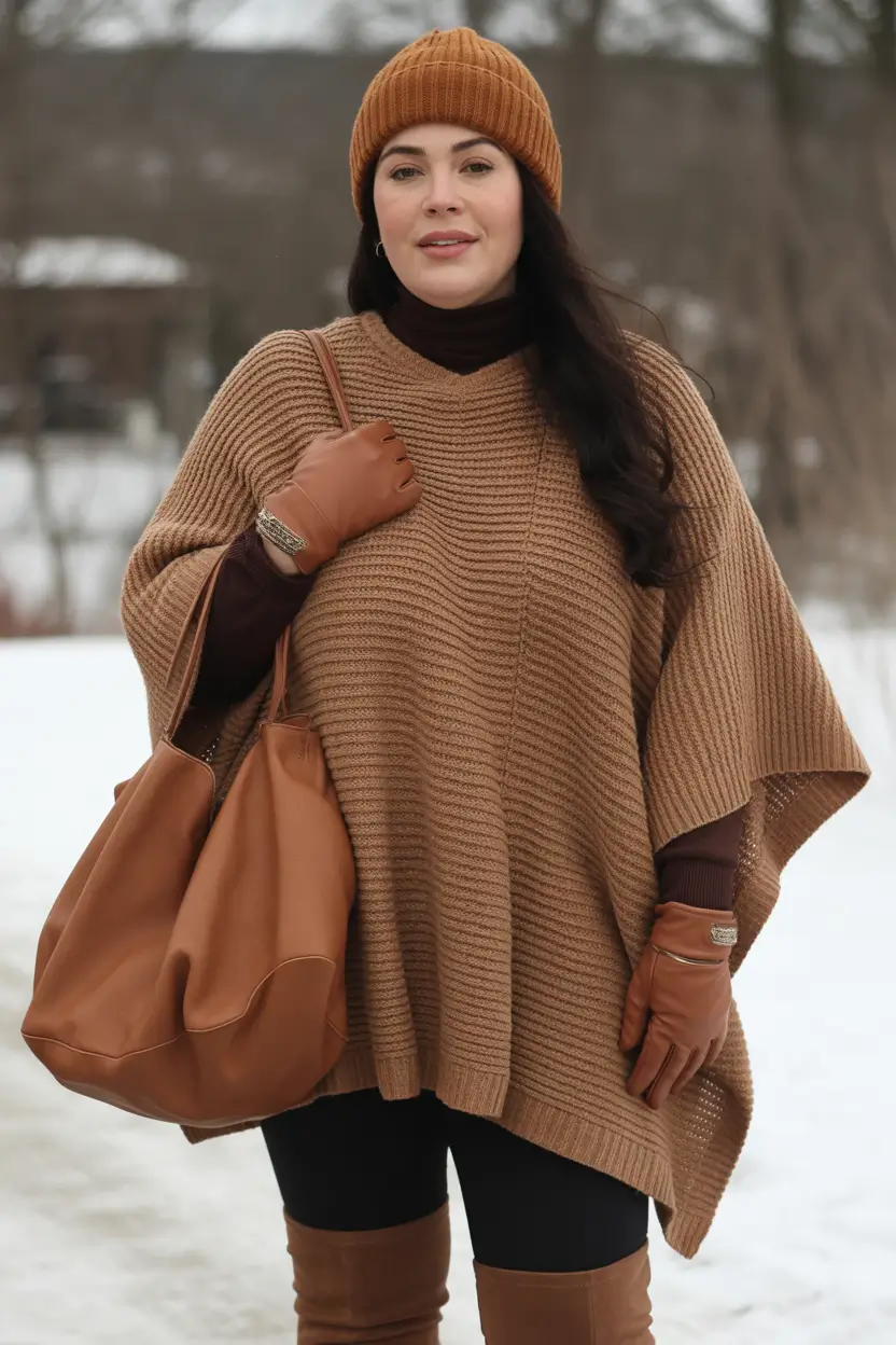 Plus Size Capsule Wardrobe Winter 2025–2026 Textured Warmth in Camel Tones