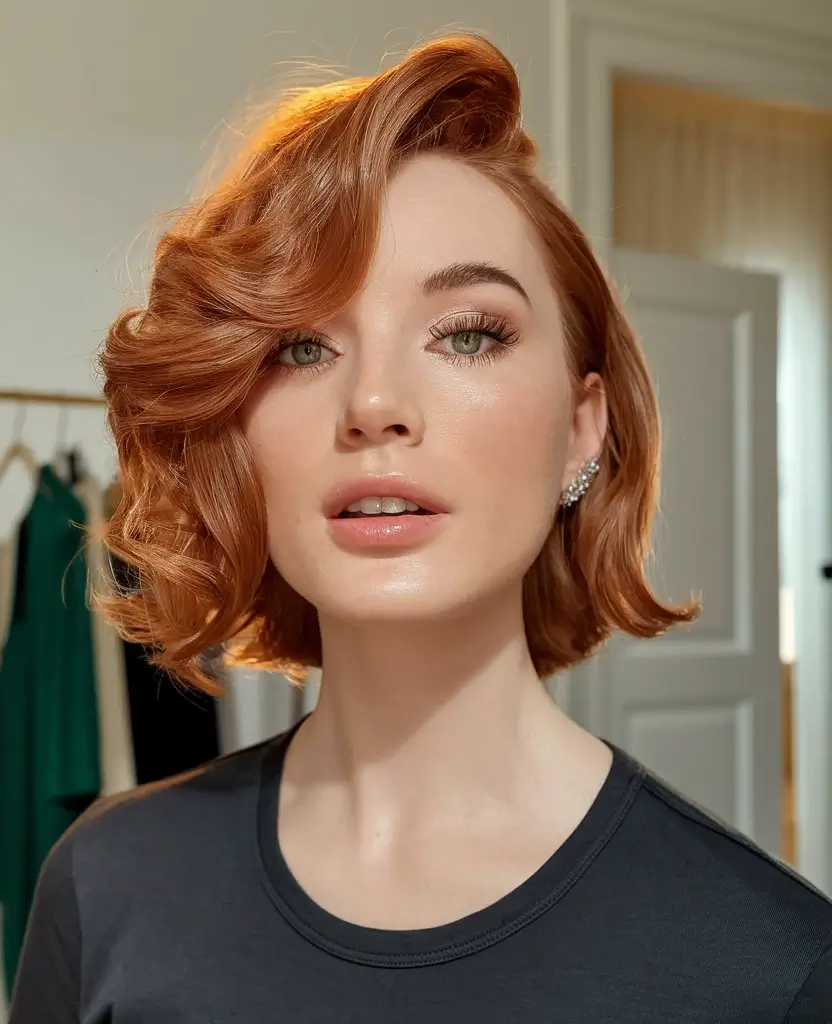 short winter haircuts for women Romantic Side-Swept Waves