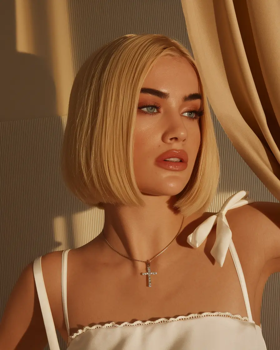 short winter haircuts for women Chic Blonde Bob with a Sleek Edge