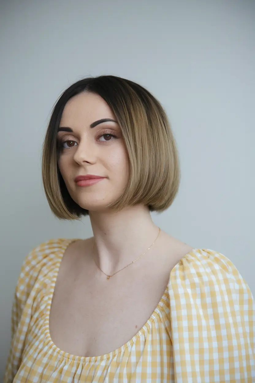 short winter haircuts for women Soft Rounded Bob with Natural Ombre