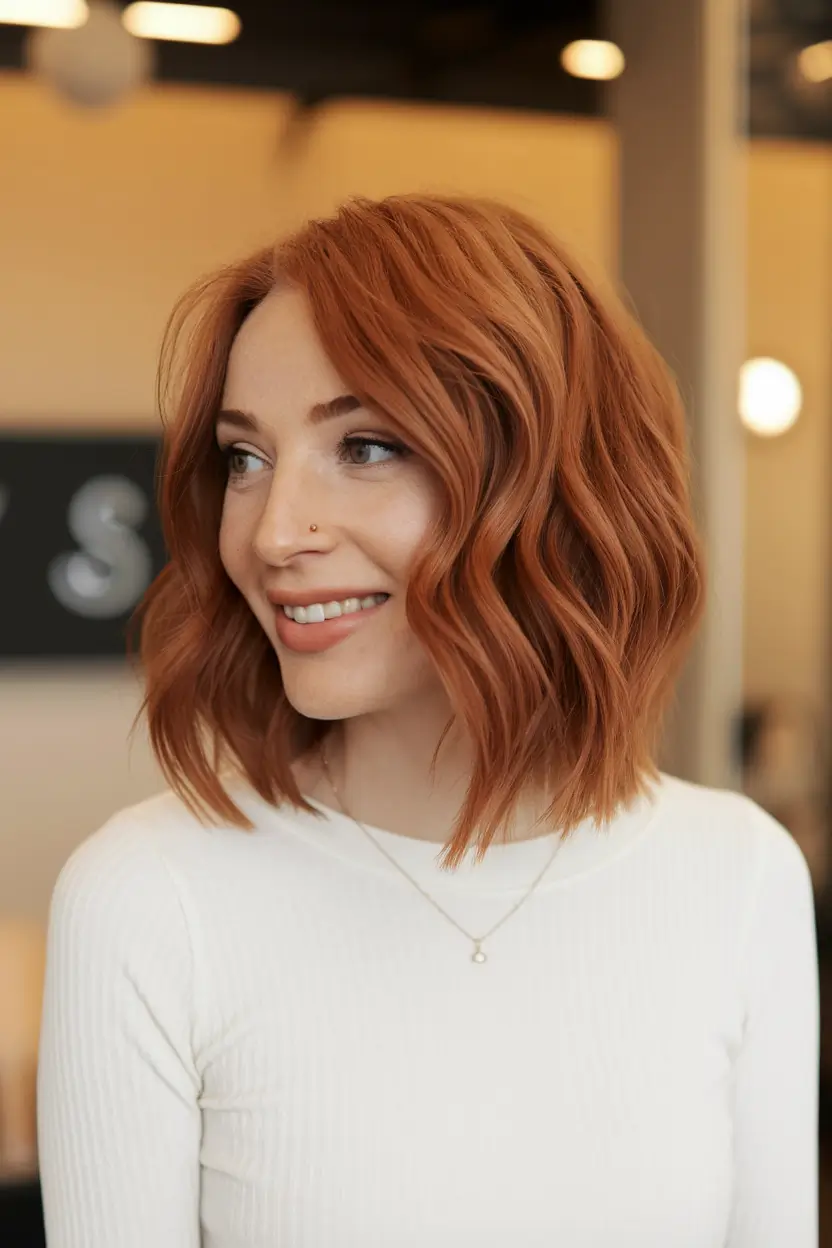copper textured bob haircut winter 2025 2026