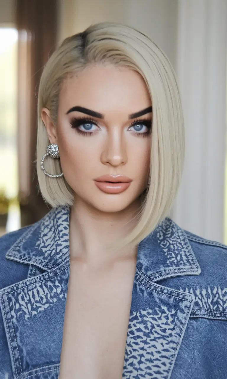 Trending Hair Colors Winter 2025-2026 Platinum Side-Part Bob