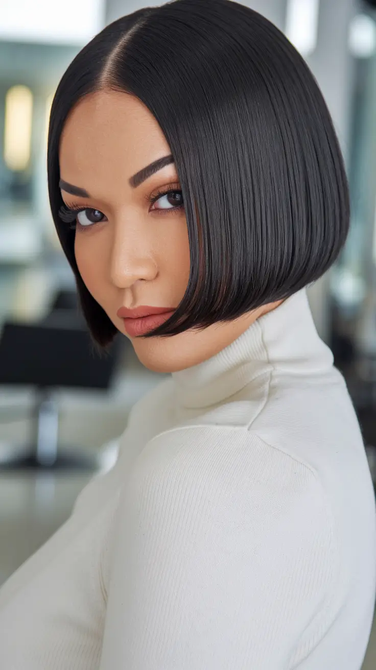 Trending Hair Colors Winter 2025-2026 Classic Jet Black Bob