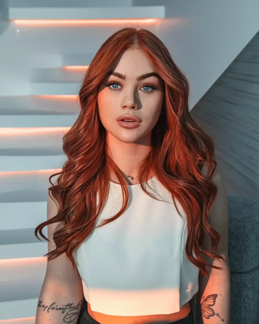 Trending Hair Colors Winter 2025-2026 Fiery Red Waves