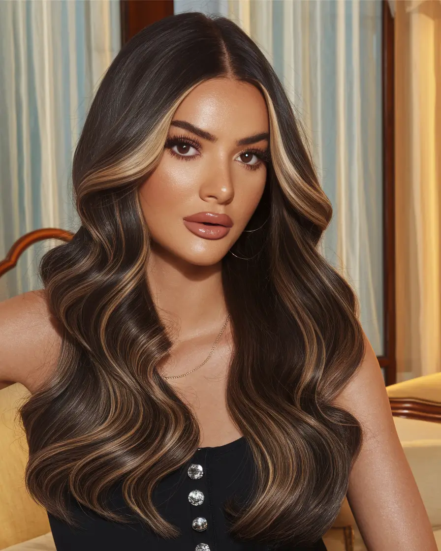Trendy Brown Hair Colors Winter 2025-2026 Glamorous Brunette with Face-Framing Highlights