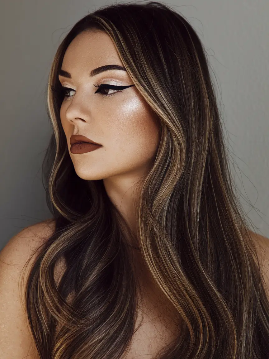 Trendy Brown Hair Colors Winter 2025-2026 Dimensional Brunette with Caramel Veins