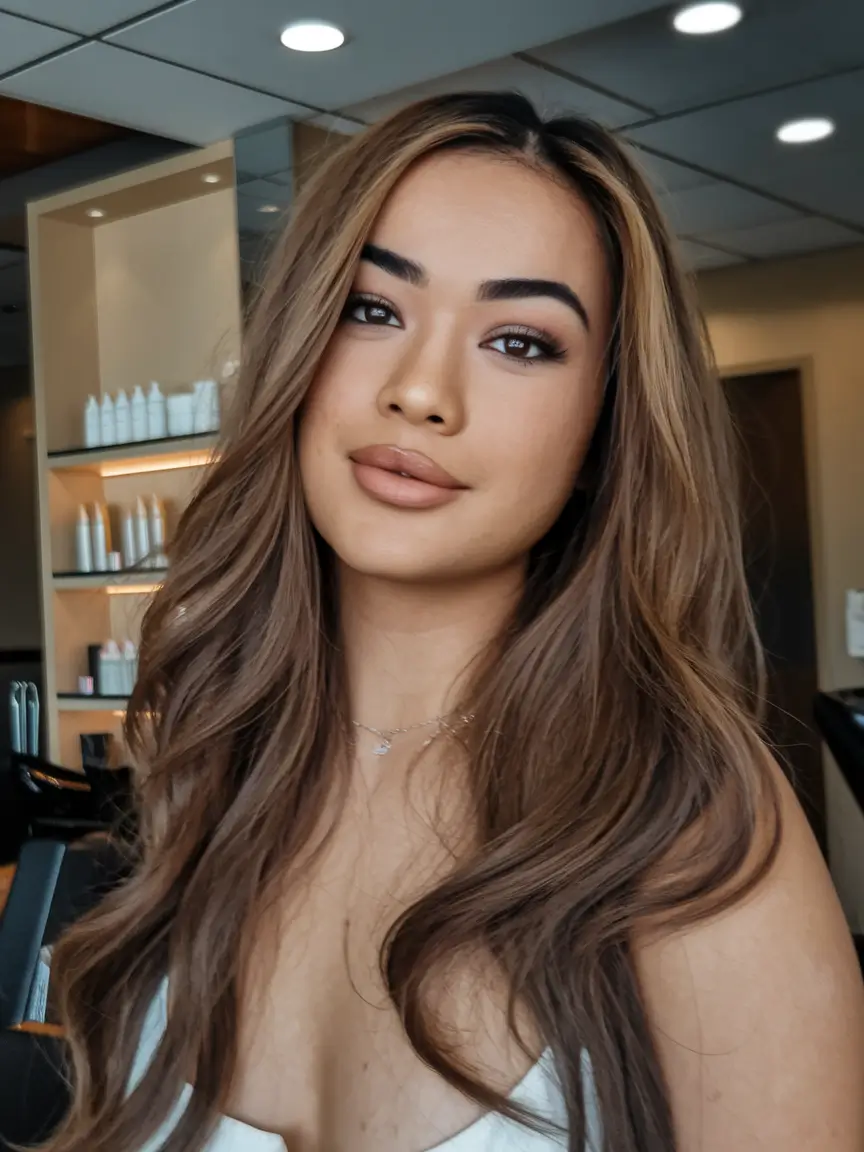 Trendy Brown Hair Colors Winter 2025-2026 Golden Brunette with Soft Dimension