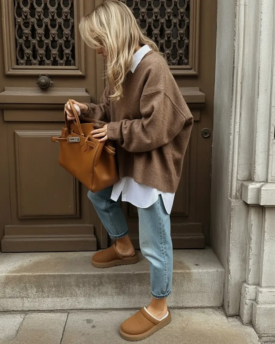 Trendy Uggs Outfit for Winter 2025 - 2026 Layered Knit Sophistication