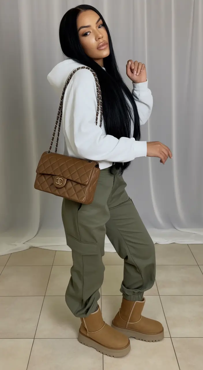 Trendy Uggs Outfit for Winter 2025 - 2026 Sporty Edge with Cargo Pants