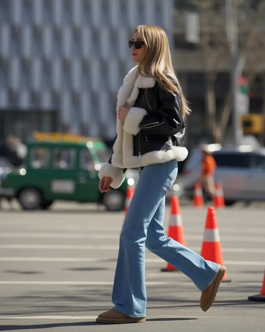 Trendy Uggs Outfit for Winter 2025 - 2026 Retro Vibes with Shearling Jacket