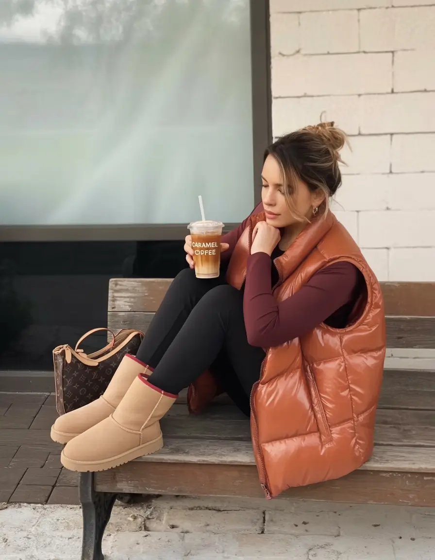 Trendy Uggs Outfit for Winter 2025 - 2026 Caramel Tones and Quilted Comfort