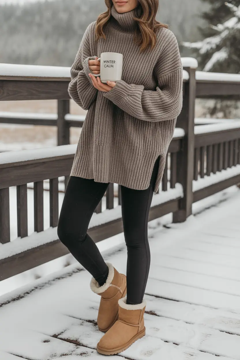 Trendy Uggs Outfit for Winter 2025 - 2026 Snowy Cabin Knitwear Look